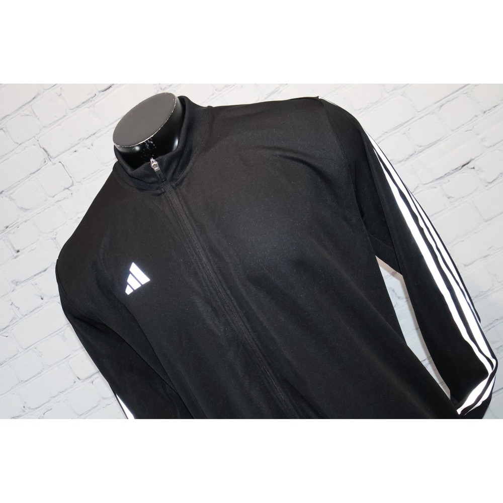 Adidas Track Jacket Mens 2XL Black 3-Stripe Slim Fit Sportswear Gym Workout